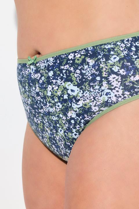 Image du produit Ulla Popken Culottes midi, lot de 5, fleurs/uni, tour de cuisse échancré (42, 44)