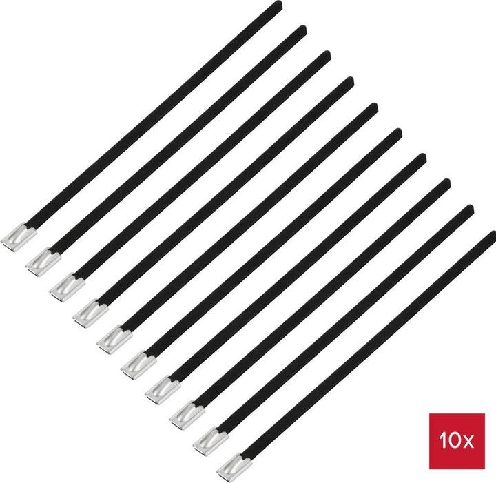 Actual product image Tru Components TC-12656648 Steel cable tie 150 mm 4.6 mm AISI 304 with coating (Metal cable ties, 150 mm, 10 pcs.)