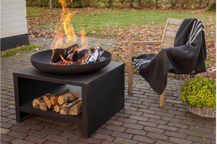 Actual product image Esschert Design Fire bowl with wood compartment, 80.5 x 80.5 x 63.2 cm (80.50 cm)