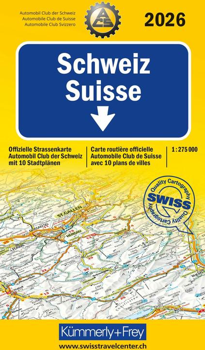 Kümmerly+Frey Strassenkarte ACS Schweiz 2026 1:275.000