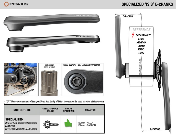 Image du produit Praxis works Pratique Carbon E-Cranks : Specialized Levo/Kenevo/Vado/Como/New Turbo Levo, 170 mm. Noir. (170 mm)