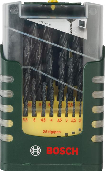 Produktbild Bosch Professional Zubehör 25-teiliges HSS-R-Metallbohrer-Set (1, 1.5, 10, 10.5 cm, 11, 11,5 mm, 12, 12,5 cm, 13 mm, 2, 2.5, 3, 3.5, 4, 4.5, 5, 5.5, 6, 6.5, 7, 7.5, 8, 8.5, 9, 9.5)