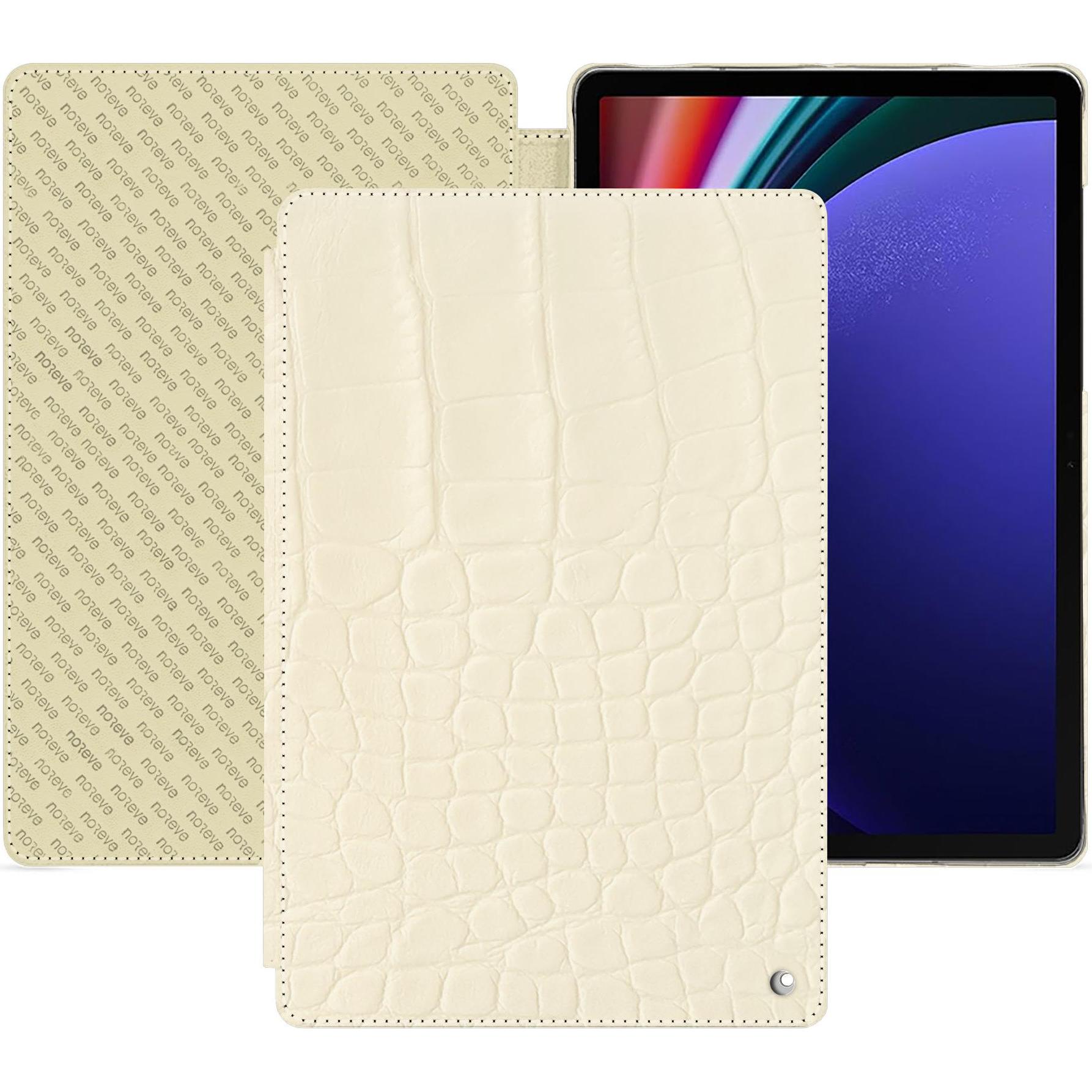 Noreve Lederschutzhülle horizontal (Galaxy Tab S9+), Tablet Hülle, Beige