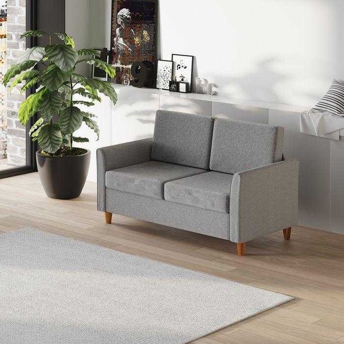 Image du produit Swisshandel24 Canapé double amovible avec coussins Lin Gris clair 141x65x78cm (2 places)