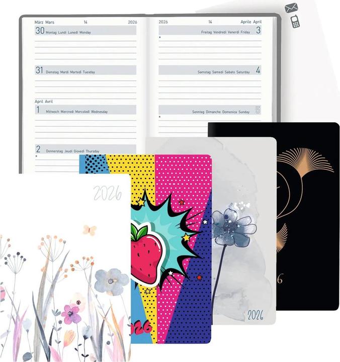 Image du produit Biella Agenda de poche Mittelformat Trend (7,6x11 cm, 1 semaine / 2 pages)