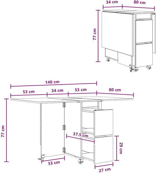 Image du produit vidaXL Esstisch (140 x 80 x 77 cm)