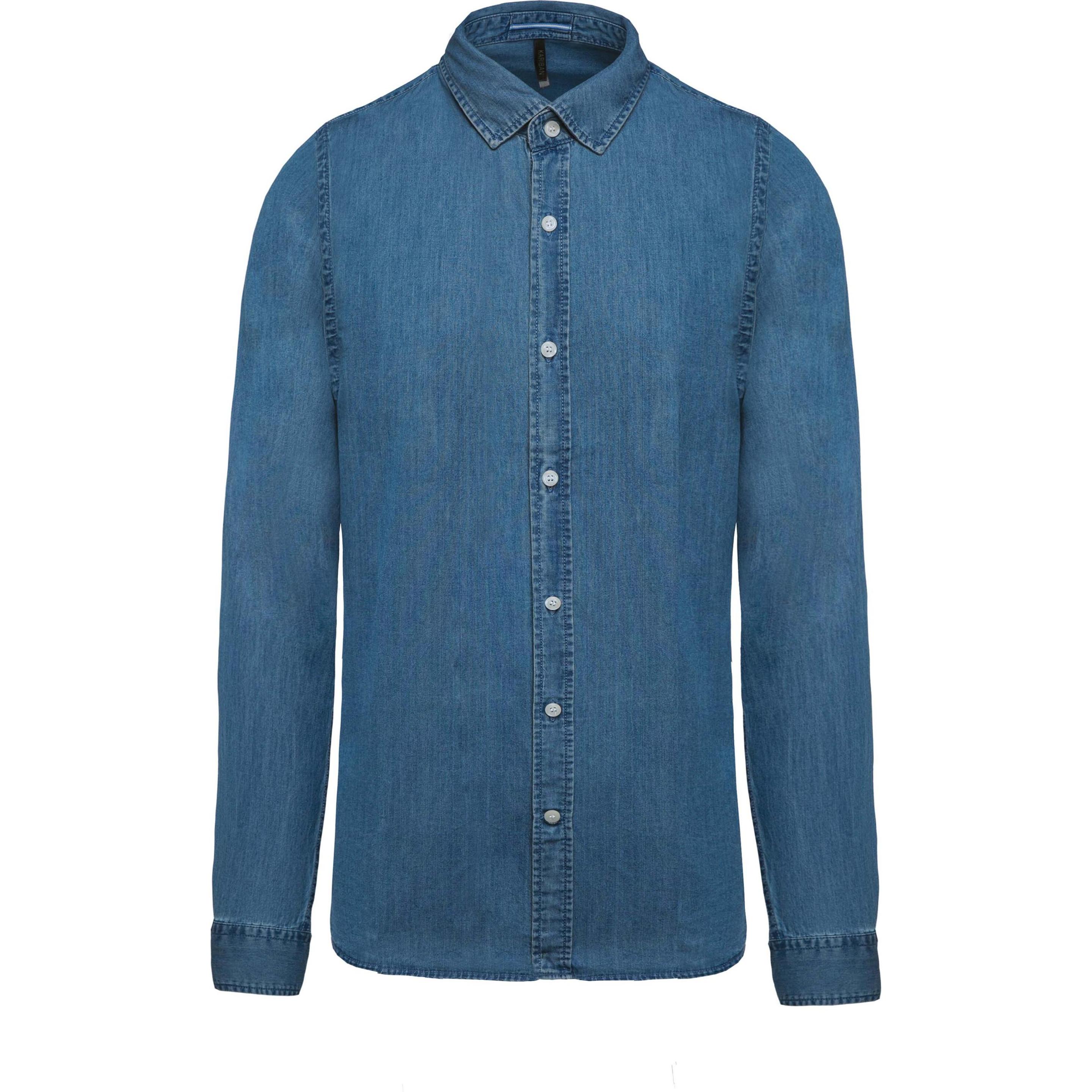Kariban, Herren, Hemd, Denim, Blau, (L)