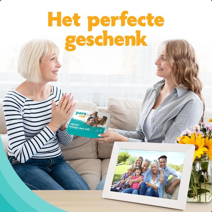 Actual product image fotolijst met WiFi en Frameo App Fotokader - 10 inch - Pora HD+ -IPS Display Wit - Micro SD - Touchs (10.10", 1280 x 800 pixels)