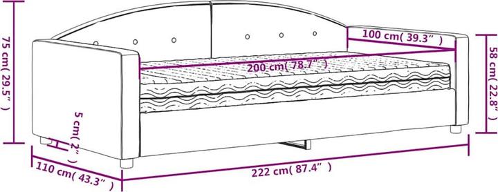 Image du produit vidaXL Tagesbett mit Matratze (100 x 200 cm)