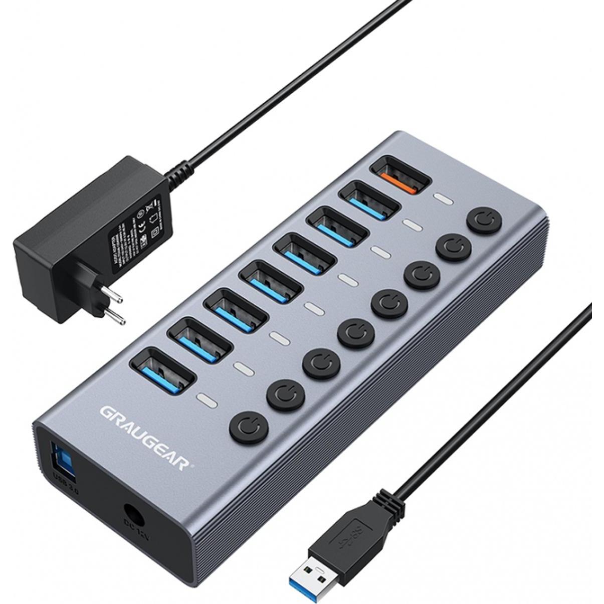 Graugear G-HUB71-A (USB-C, 8 Ports), Dockingstation + USB Hub, Silber