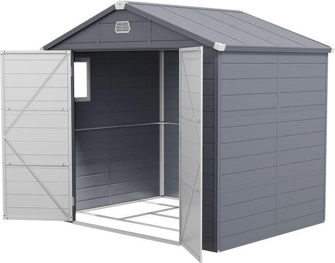 Immagine prodotto Swisshandel24 Gerätehaus 4,1m³, Pultdach, 240x190x180/228 cm, mit Abschliessbar, Fenster, Grau