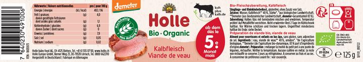 Nährwerte und Zutaten Holle Kalbfleisch (125 g)