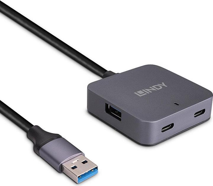 Produktbild Lindy 10m USB 3.0 Hub, 4 Ports 10m Verlängerung für 2 USB Typ C und 2 USB Typ A Geräte (USB-A, 4 Ports)