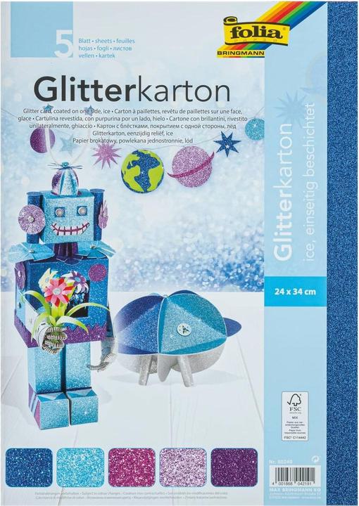 Produktbild Folia Glitterkarton Ice (300 g/m², 5x)