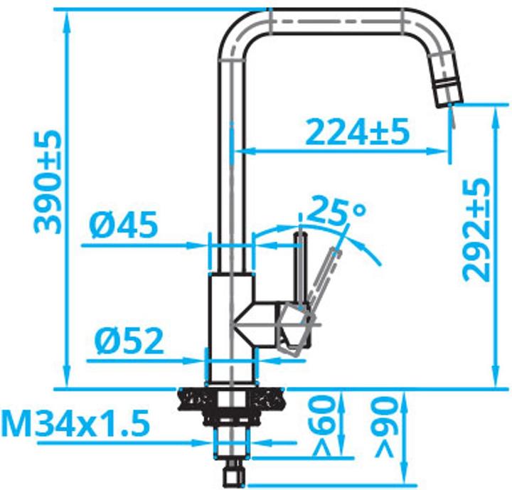 Productafbeelding Caressi Keukenkraan roestvrij staal CA106I ECO PLUS
