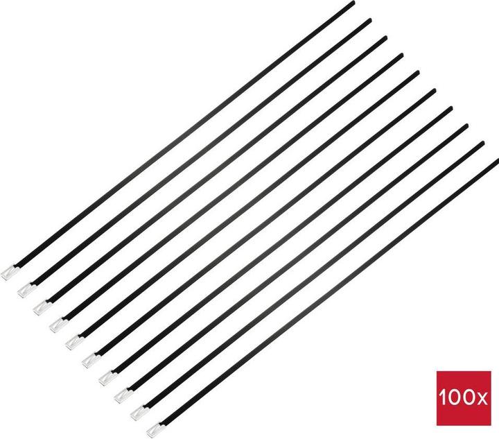 Immagine prodotto Tru Components TC-12656600 Fascetta in acciaio 360 mm 4,6 mm AISI 316 con rivestimento (360 mm, 100 pz.)