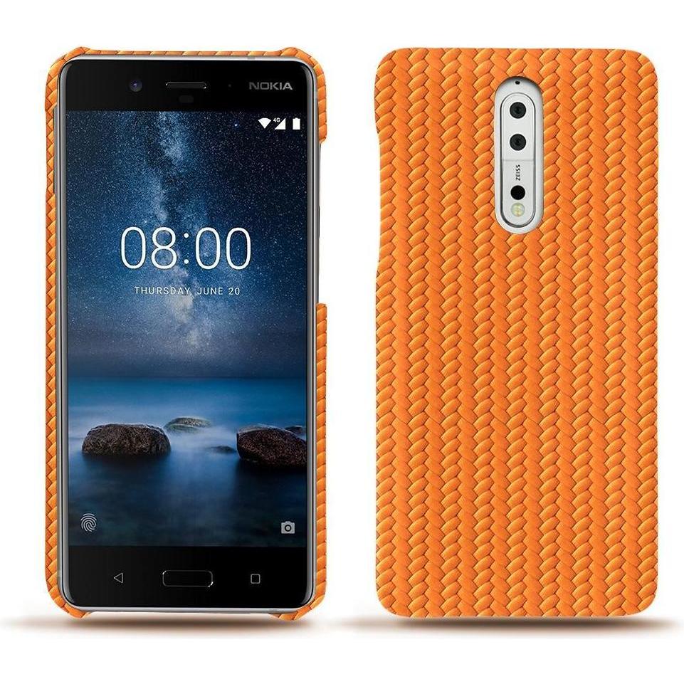 Noreve Lederschutzhülle (Nokia 8), Smartphone Hülle, Orange