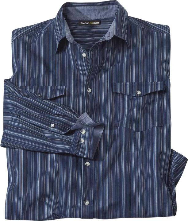 Atlas For Men Gestreiftes Popeline Hemd (XXL)