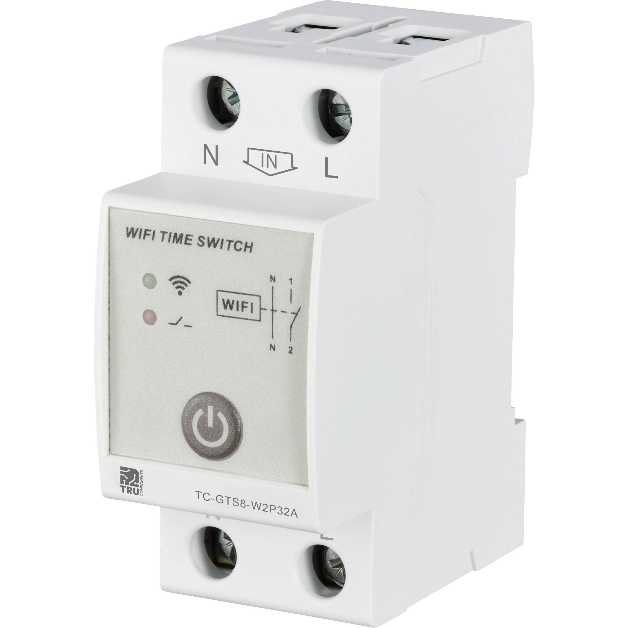 Tru Components TC-12485084 TC-GTS8-W2P32A Interruttore WLAN 230 V/AC 1 pz. Timer, Relais