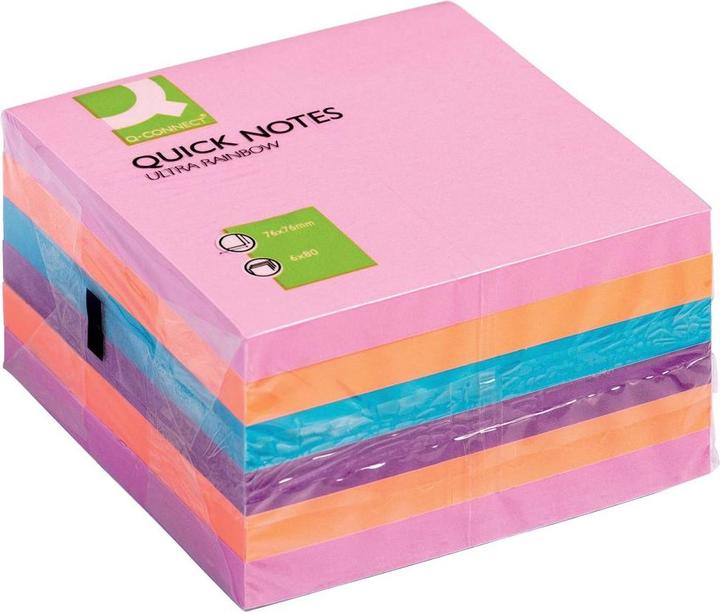 Produktbild Q-Connect Haftnotizen Quick Notes Ultra Rainbow sortiert (76 x 76 mm)