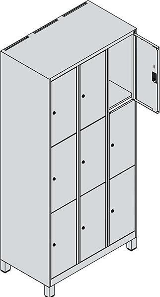 Actual product image C+P CP Classic Plus locker cabinet light grey 080010-303 S10009, 9 lockers 90.0 x 50.0 x 195.0 (90 cm, 195 cm)