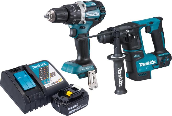 Immagine prodotto Makita Kit combinato a batteria DLX 2278 RF1 + trapano a percussione DHP 484 54 Nm + trapano a percussione