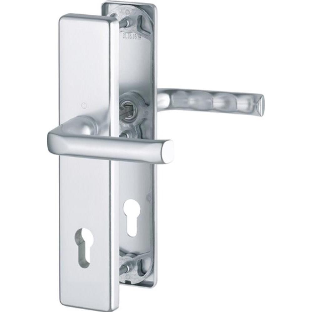Hoppe, Türgriff + Fenstergriff, Schutzgarnitur London 113/2221A/2440 Aluminium F1 92 mm 67-72 mm (Türgarnitur)