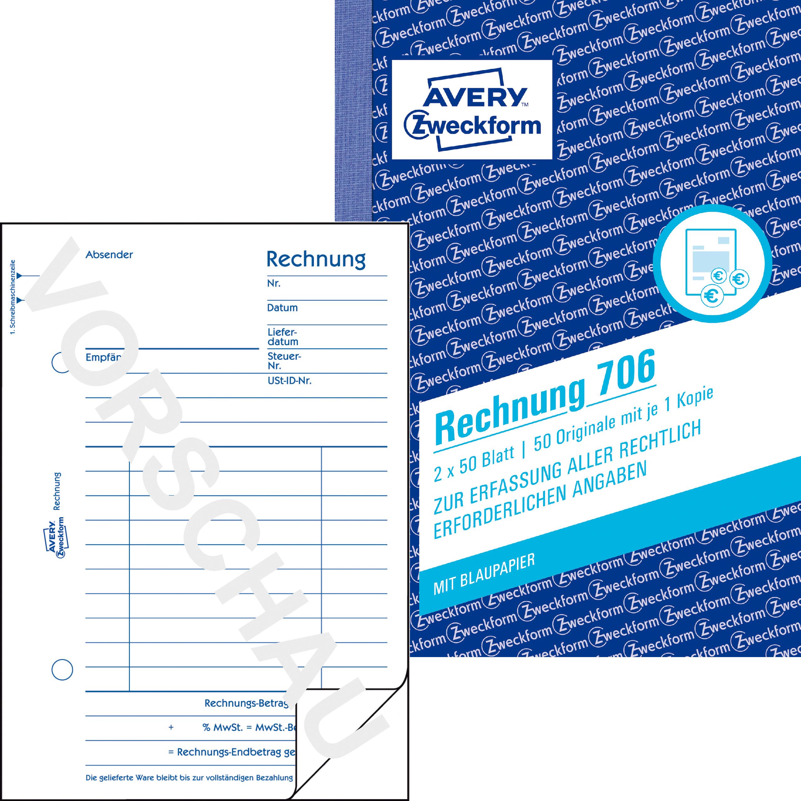 Avery, Formular, Rechnung (50 x)