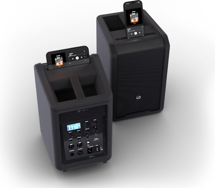 Produktbild LD Systems ANNY® 8 - Tragbarer Bluetooth® PA-Lautsprecher mit Akku und Mixer, Stage Black (Aktiv, 1x 80 W)