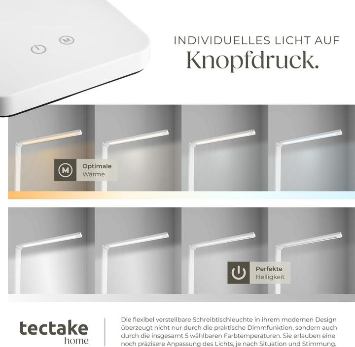 Produktbild tectake Schreibtischlampe Novaly, LED, dimmbar, klappbar, 5W