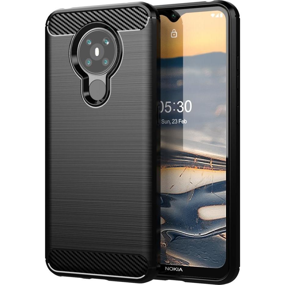 Screenguard Nokia 5.3 Hülle Carbon Brushed Soft TPU (Nokia 5.3), Smartphone Hülle, Schwarz