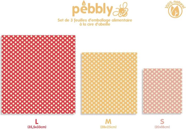Image du produit Pebbly Bienenwachstücher, 3er Set, S-M-L (3 x)