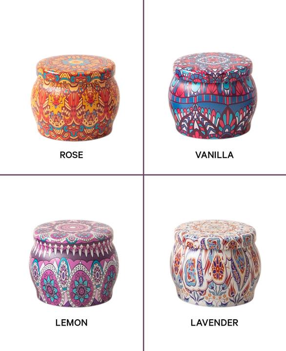 Produktbild Esmée Duftkerzen Aromatherapie Geschenkset, 4er Set, Sojawachs, Mandala Design