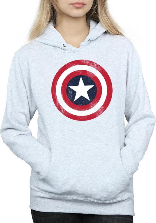 Actual product image Womens/Ladies Captain America Distressed Shield Hoodie (L)