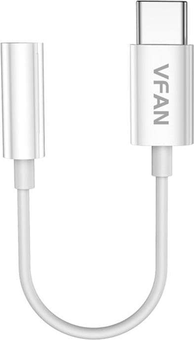 Actual product image Vipfan L08 USB-C to mini jack 3.5mm AUX cable, 10cm (white) (0.10 m, 3.5mm jack (AUX))