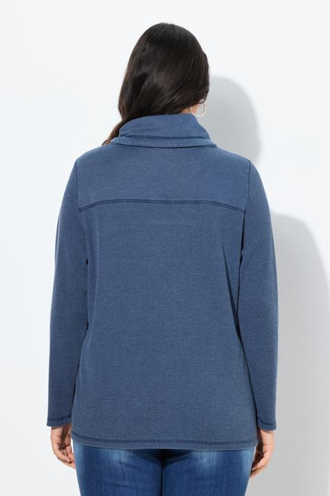 Image du produit Ulla Popken Sweat-shirt col montant et manches longues, piqué texture gaufrée (50, 52)