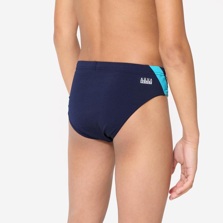 Actual product image Nabaiji Badehose Slip Jungen - 900 Yoke blau/orange (146)
