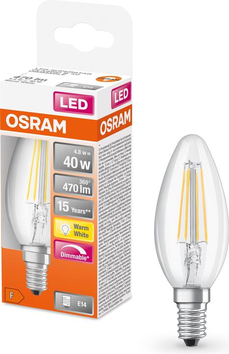 Produktbild Osram Led Retrofit Classic B (E14, 4.80 W, 470 lm, 1 x, F)