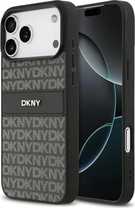 Produktbild DKNY Case Repeat Texture Pattern with Tonal Stripe for iPhone 17 Pro Max black (Apple iPhone 17 Pro Max)