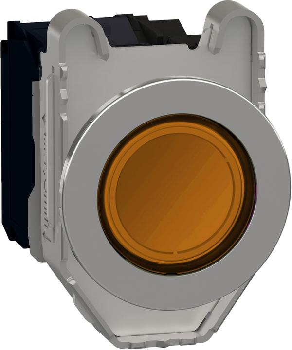 Actual product image Schneider Electric XB4FW35G5 Harmony XB4F 30mm,1NC+1NO orange 120V illuminated pushbutton