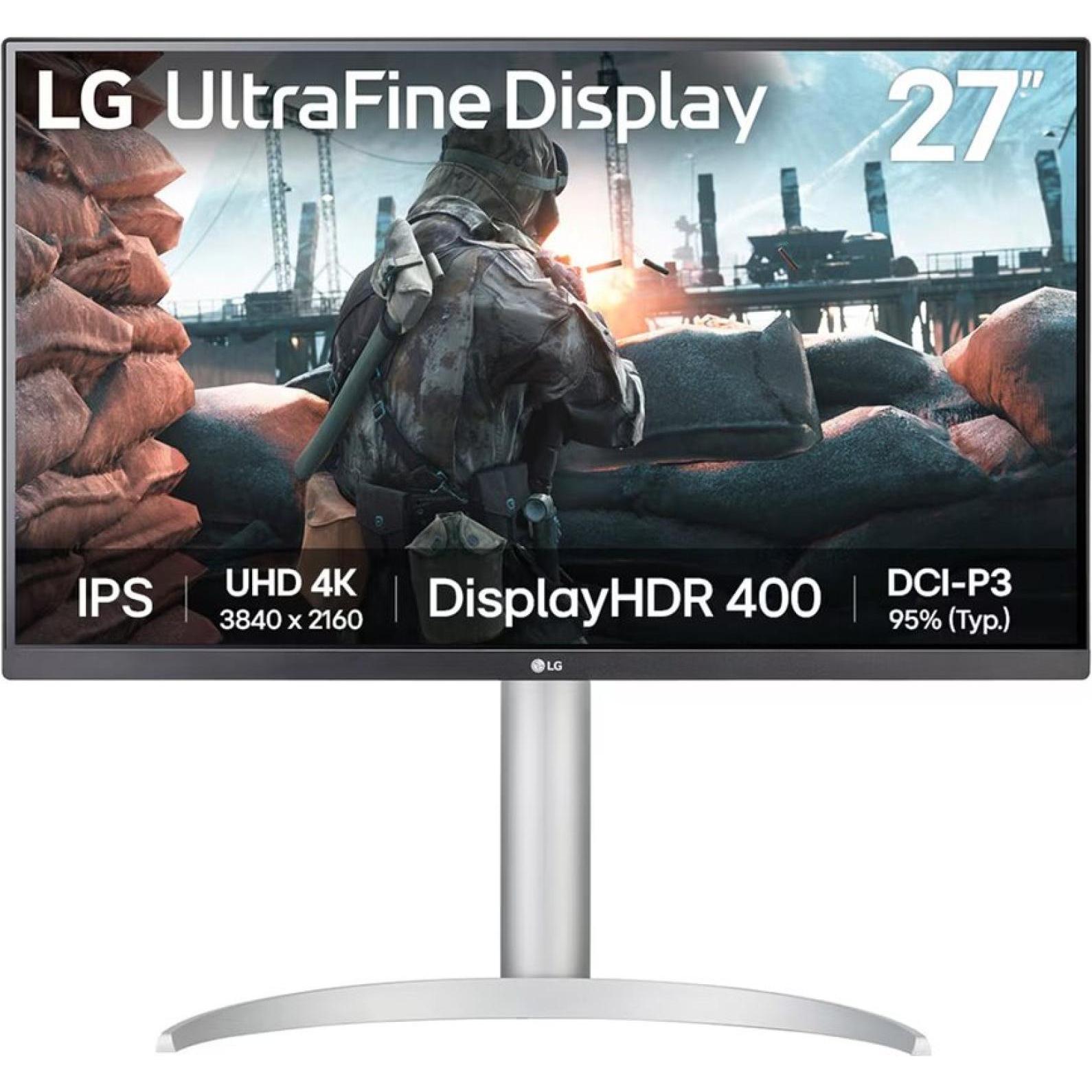 LG 27UP650-W (3840 x 2160 Pixel, 27"), Monitor, Weiss, Silber, Schwarz