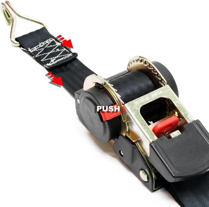 Actual product image Wiltec Ratchet Tie Down Strap Lashing Strap Tensioning Belt 1.8mx50mm 750 daN with Retraction Mechanism