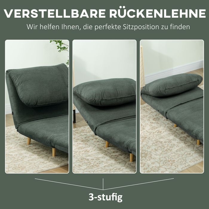 Produktbild Swisshandel24 2-in-1 Schlafsofa Schlafsessel Klappmatratze Gästebett Klappbett Grün