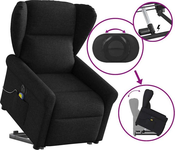 Actual product image VidaXL Electric massage chair with stand-up aid black fabric