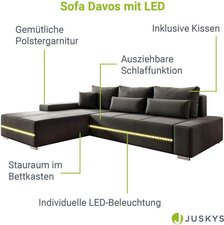 Produktbild Juskys Sofa Davos Links (Ecksofa)