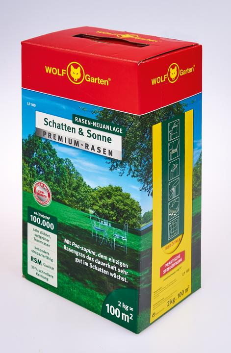 Immagine prodotto Wolf-Garten Semi per prato Premium Shade Sun 2 kg 100 m (Risemina del prato)