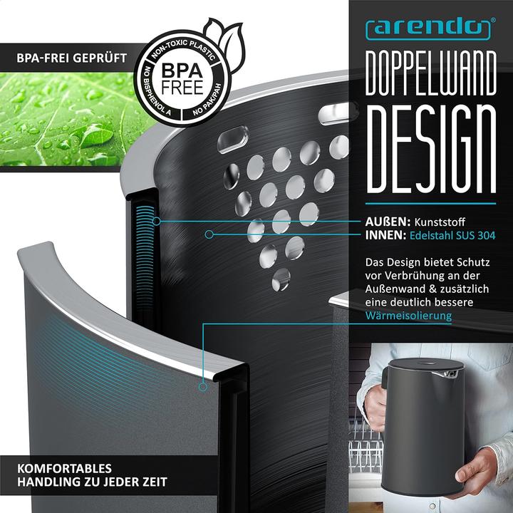 Actual product image Arendo Kettle and toaster set (1.50 l)