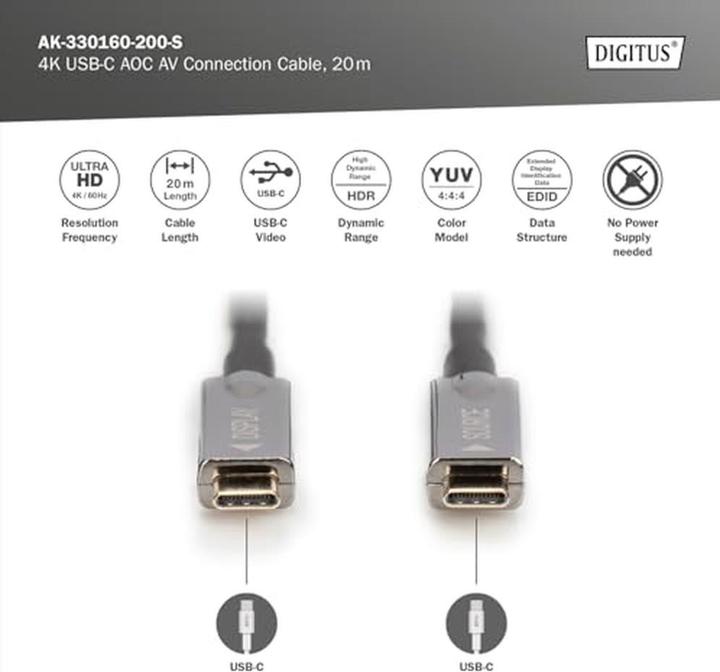 Produktbild Digitus 4K USB Typ - C AOC AV-Anschlusskabel (20 m, USB 3.2 Gen 1)