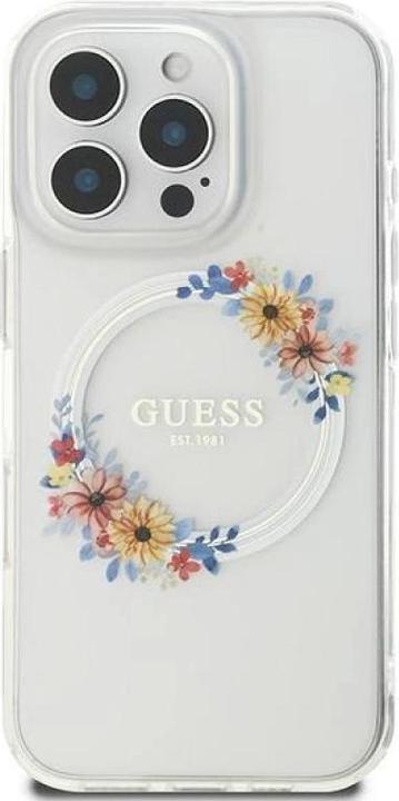 Produktbild Guess GUHMP16LHFWFCT iPhone 16 Pro 6.3" przeźroczysty/transprent hardcase IML Flowers Wreath MagSafe (Apple iPhone 16 Pro)