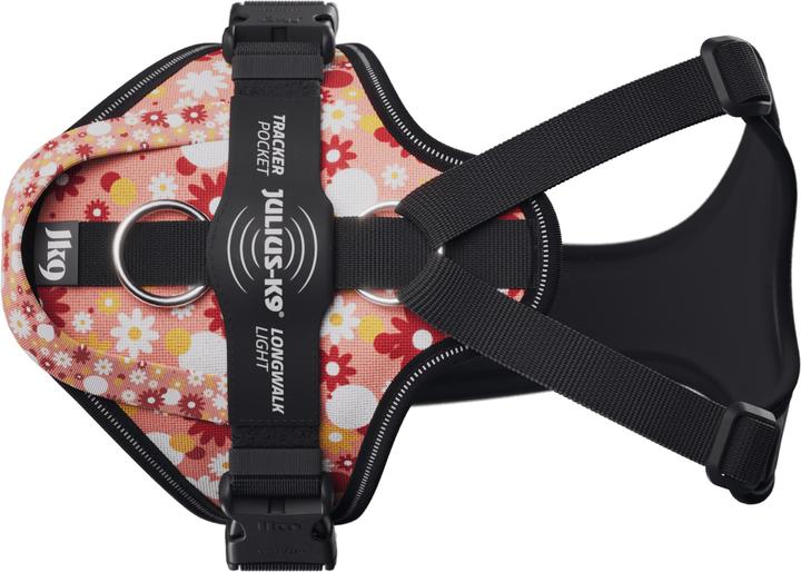 Actual product image Julius-K9 K9 Longwalk light sele w/handle+trackerpocket,Pink flower,S (S, Dog, General)